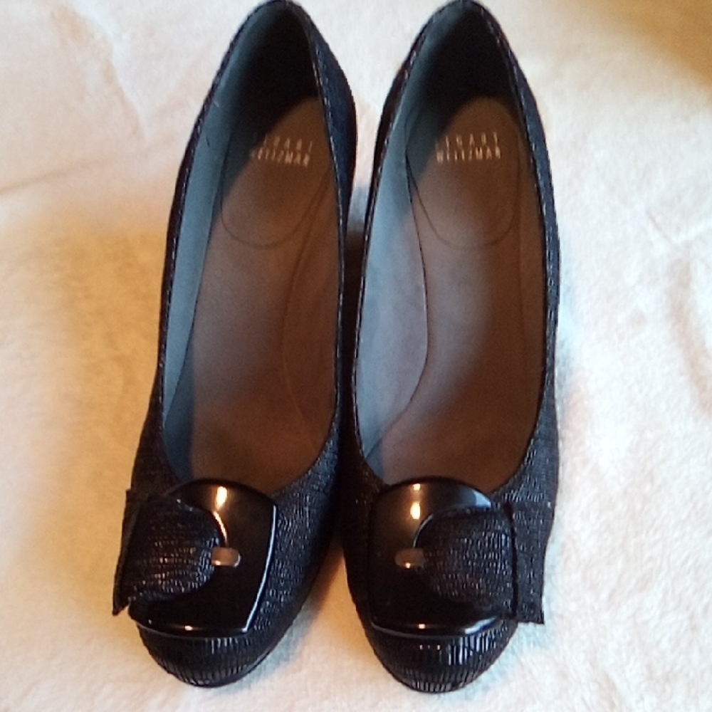 Stuart Weitzman Black Heels with Bold Buckle